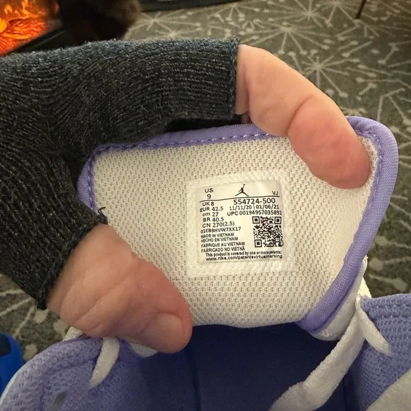 Air Jordan 1 Purple and Blue Mid-Top Sneakers - Picture 4 of 5